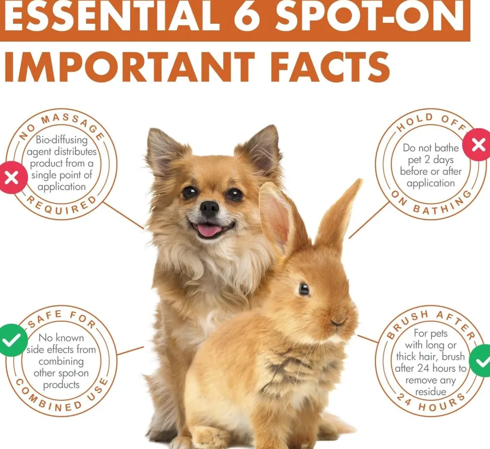 Dermoscent Essential 6 Spot-on Dog Skin Care for Dandruff & Allergy Relief Dogs & Small Mammals Up to 22-lb 4 Pipettes