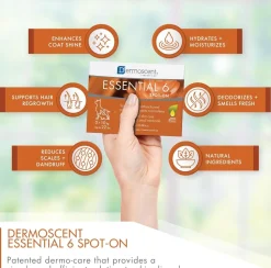 Dermoscent Essential 6 Spot-on Dog Skin Care for Dandruff & Allergy Relief Dogs & Small Mammals Up to 22-lb 4 Pipettes