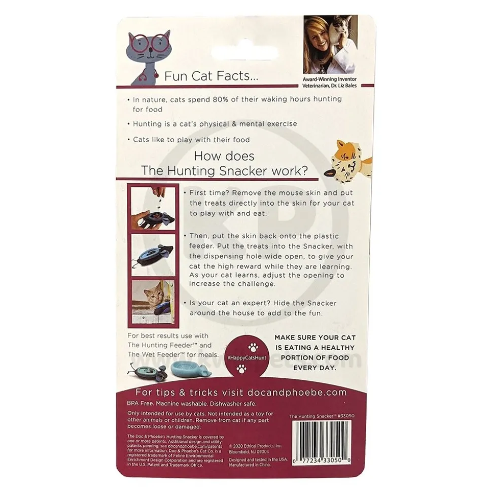 Doc & Phoebe's The Hunting Snacker Interactive Cat Feeder Toy Black & Blue 3.5-in