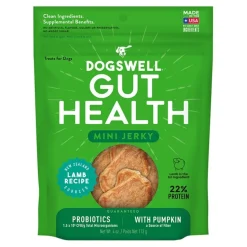 Dogswell Gut Health Mini Jerky Grain-Free Dog Treats Lamb 4-oz