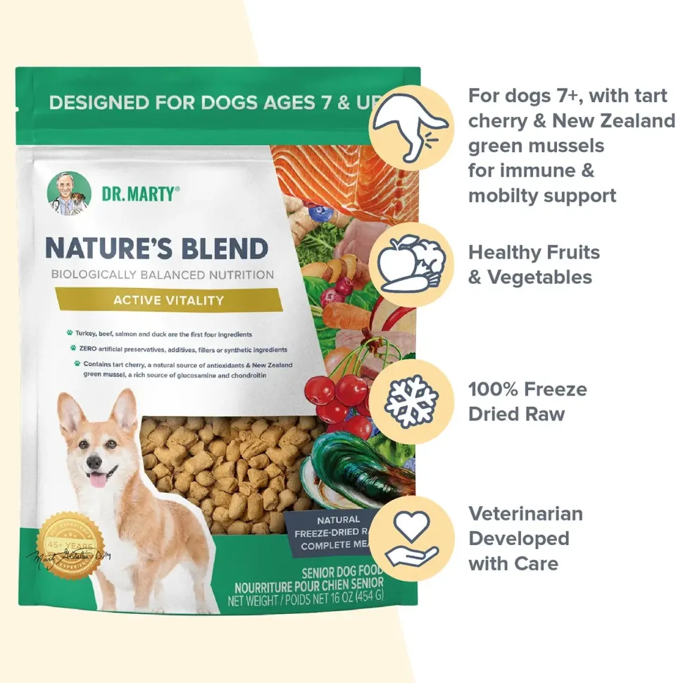 Dr. Marty Nature's Blend Active Vitality Freeze-Dried Raw Senior Dog Food 16-oz