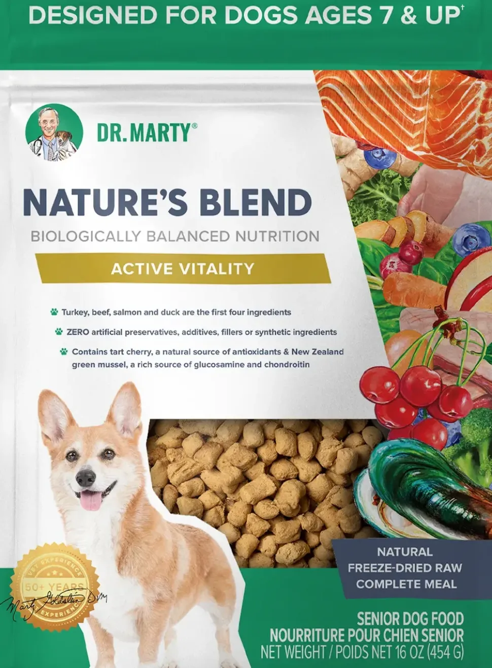 Dr. Marty Nature's Blend Active Vitality Freeze-Dried Raw Senior Dog Food 16-oz