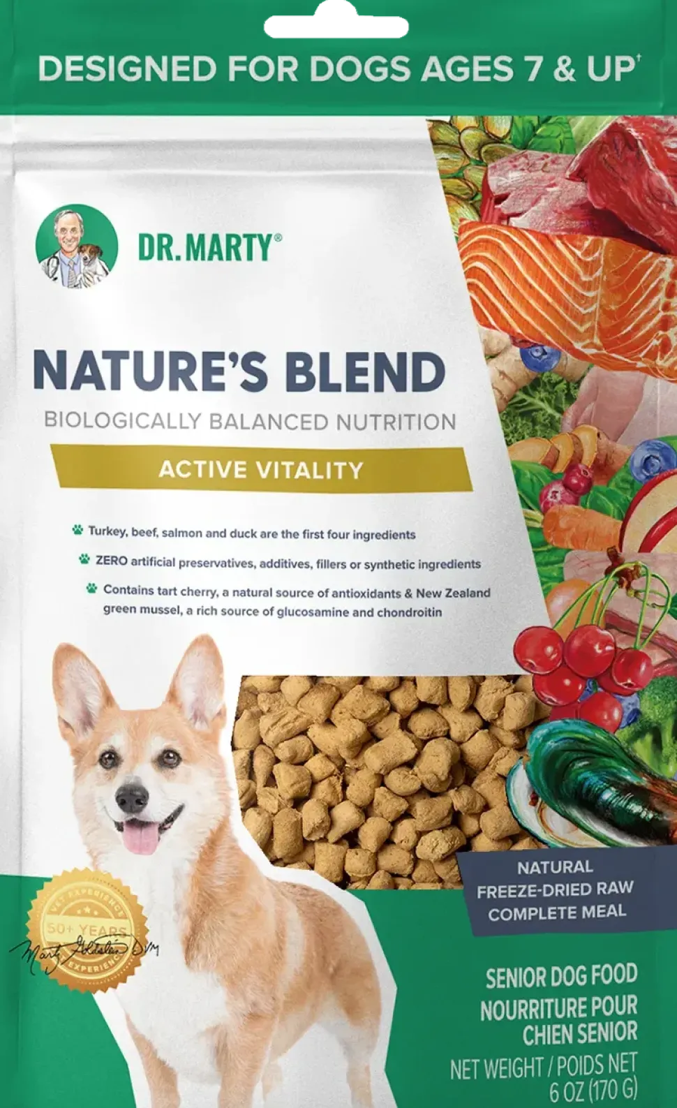 Dr. Marty Nature's Blend Active Vitality Freeze-Dried Raw Senior Dog Food 6-oz