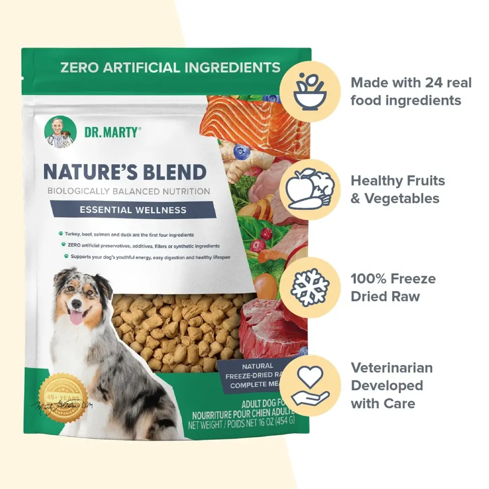 Dr. Marty Nature's Blend Essential Wellness Freeze-Dried Raw Adult Dog Food 16-oz