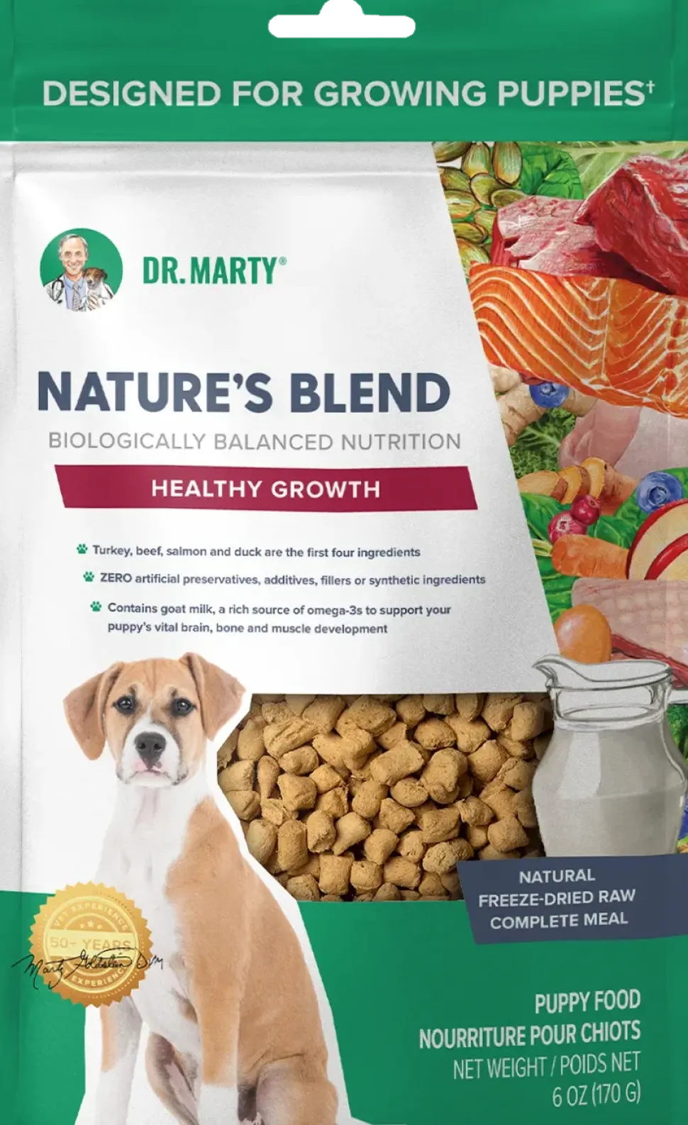 Dr. Marty Nature's Blend Healthy Growth Freeze-Dried Raw Puppy Dog Food 6-oz