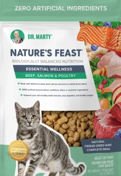 Dr. Marty Nature's Feast Essential Wellness Premium Freeze-Dried Raw Adult Cat Food Poultry, Beef & Salmon 12-oz