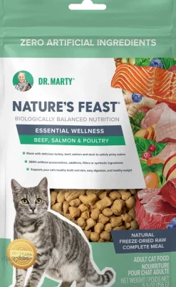 Dr. Marty Nature's Feast Essential Wellness Premium Freeze-Dried Raw Adult Cat Food Poultry, Beef & Salmon 5.5-oz