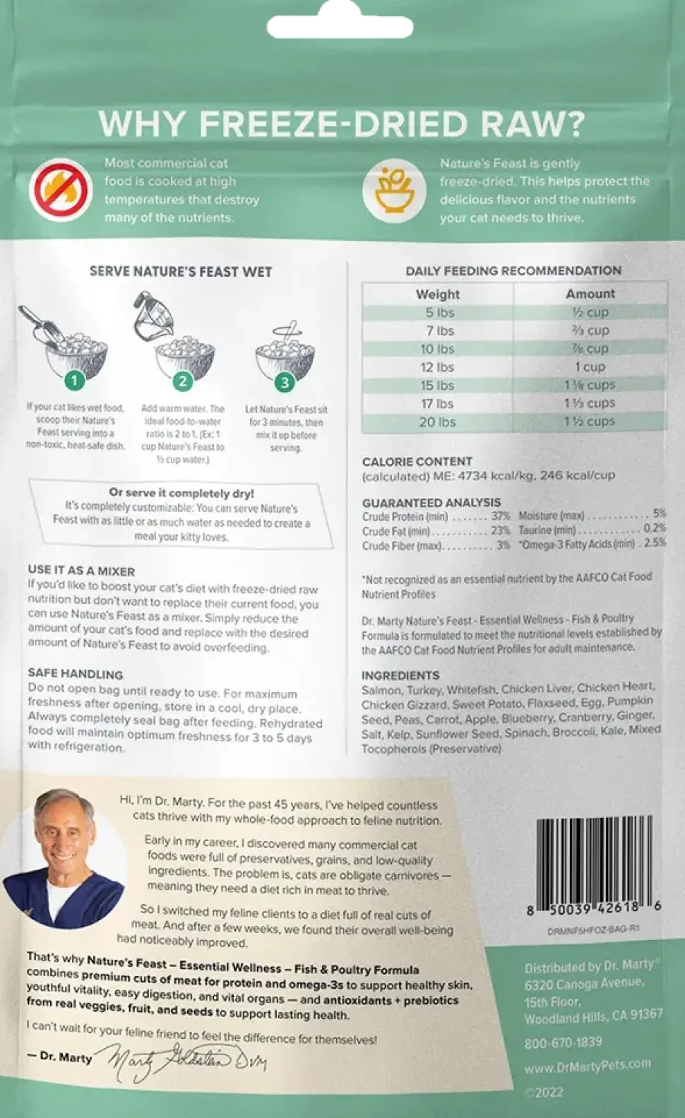 Dr. Marty Nature's Feast Essential Wellness Premium Freeze-Dried Raw Adult Cat Food Fish & Poultry 5.5-oz