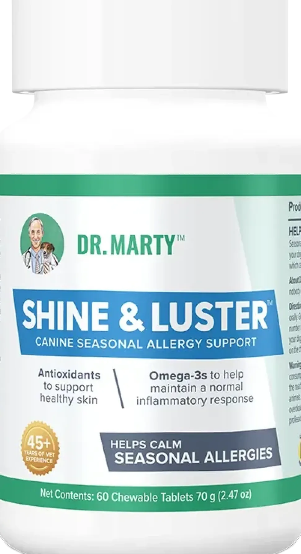 Dr. Marty Shine & Luster Canine Seasonal Allergy Support Dog Chewable Tablet 60 Count