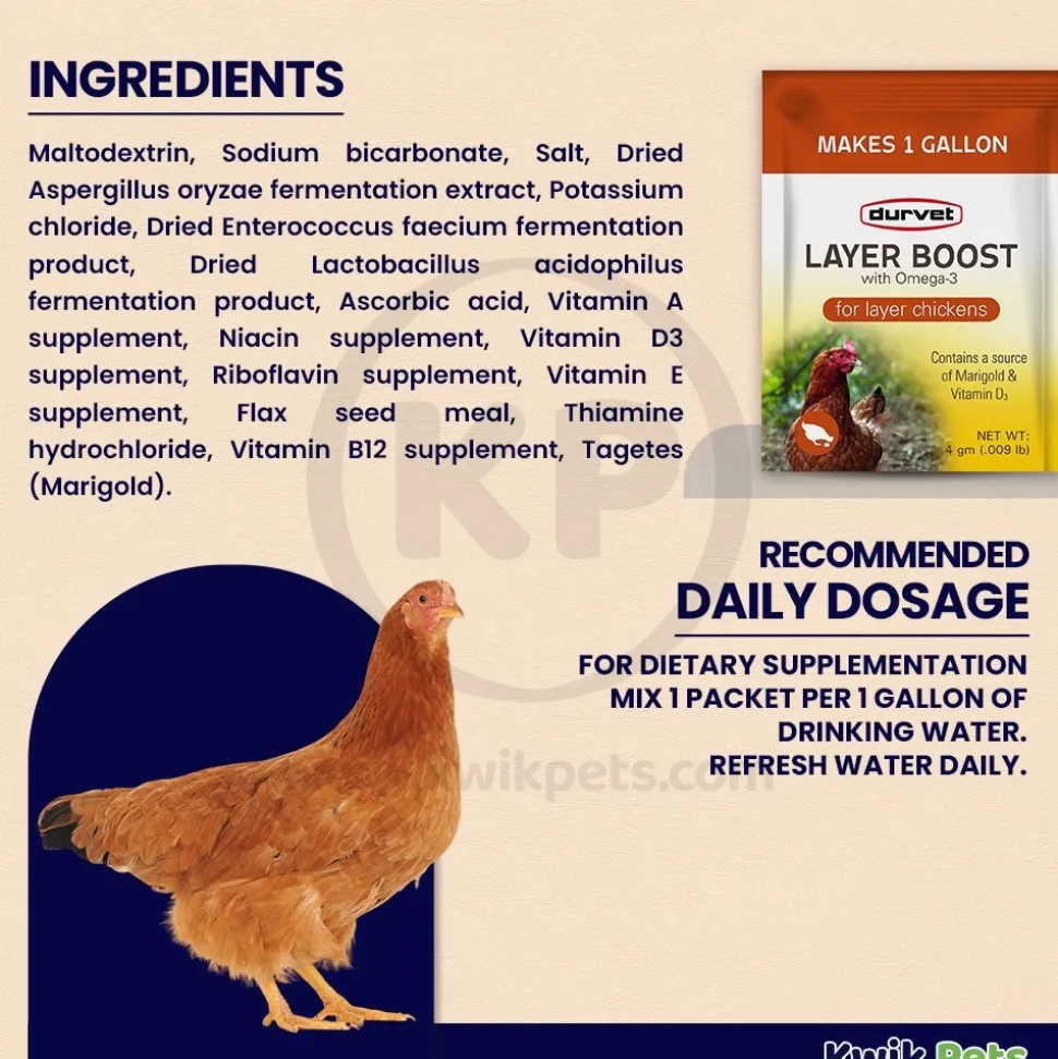 Durvet Layer Boost with Omega-3 for Layer Chickens 4 gram