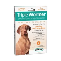 Durvet Triple Wormer Chewable Tablets for Medium & Large Dogs 2 Count
