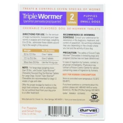 Durvet Triple Wormer Chewable Tablets for Small Dogs & Puppies 2 Count