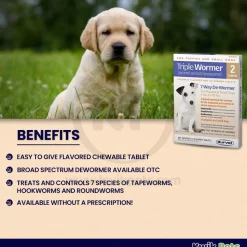 Durvet Triple Wormer Chewable Tablets for Small Dogs & Puppies 2 Count