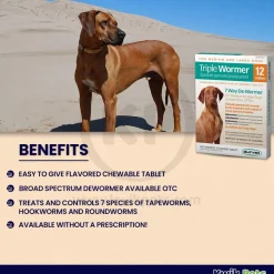 Durvet Triple Wormer Chewable Tablets for Medium & Large Dogs 12 Count
