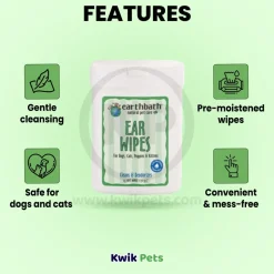 Earthbath Ear Wipes for Dogs & Cats 25 Count