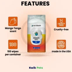 Earthbath Grooming Wipes For Dogs & Cats Mango Tango 100 Count