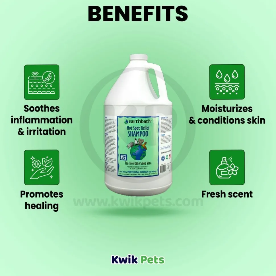 Earthbath Hot Spot Relief Pet Shampoo Tea Tree & Aloe Vera 128-oz