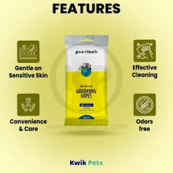 Earthbath Hypo-Allergenic Pet Grooming Wipes Fragrance Free 30 Count