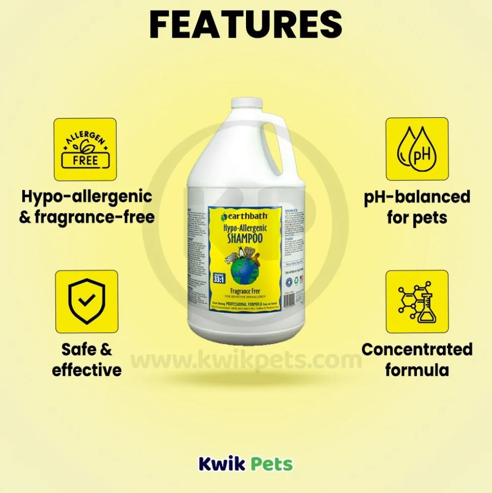 Earthbath Hypo-Allergenic Pet Shampoo Fragrance Free 128-oz