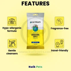 Earthbath Hypo-Allergenic Pet Grooming Wipes Fragrance Free 100 Count