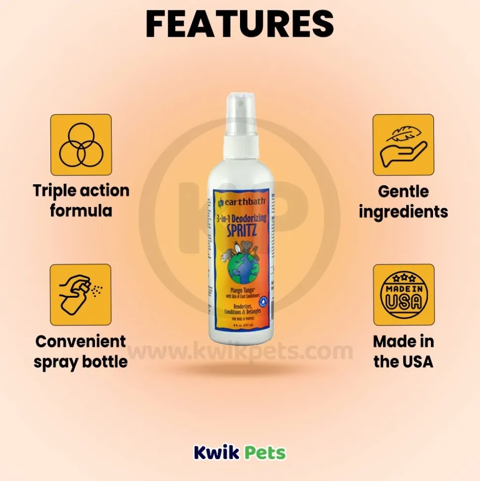 Earthbath 3-in-1 Deodorizing Spritz for Dogs Mango Tango 8-oz