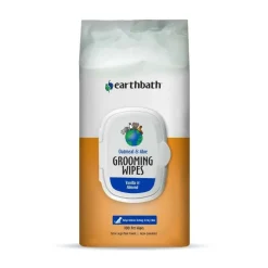 Earthbath Oatmeal & Aloe Grooming Wipes for Dogs & Cats Vanilla & Almond 100 Count