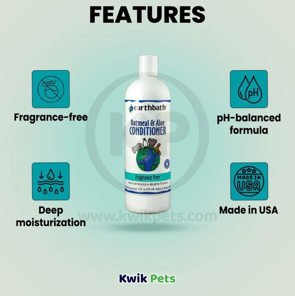 Earthbath Oatmeal & Aloe Pet Conditioner Fragrance Free 16-oz