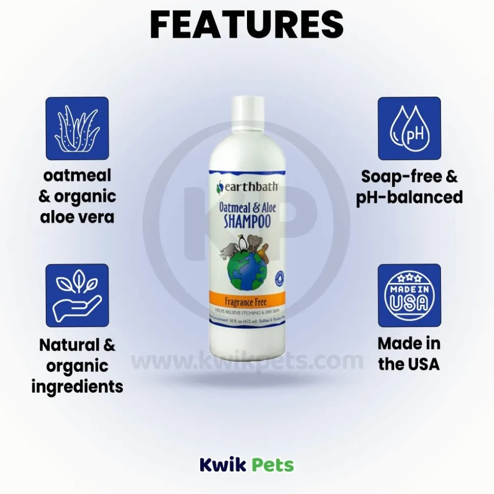 Earthbath Oatmeal & Aloe Pet Shampoo Fragrance Free 16-oz