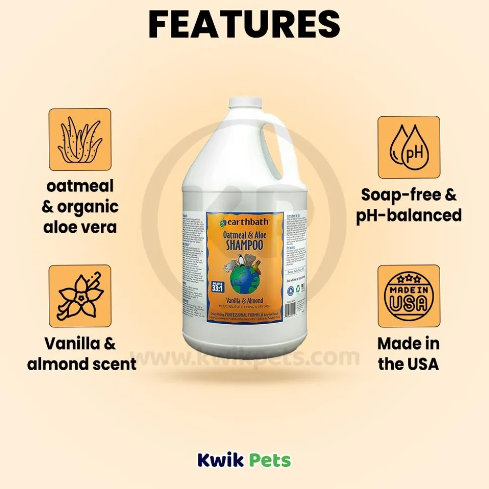 Earthbath Oatmeal & Aloe Pet Shampoo Vanilla & Almond 128-oz