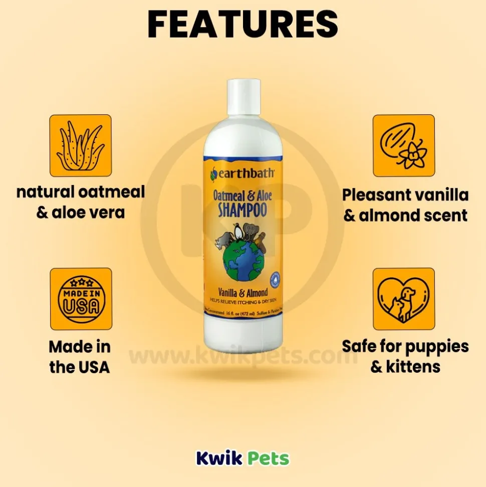 Earthbath Oatmeal & Aloe Pet Shampoo Vanilla & Almond 16-oz