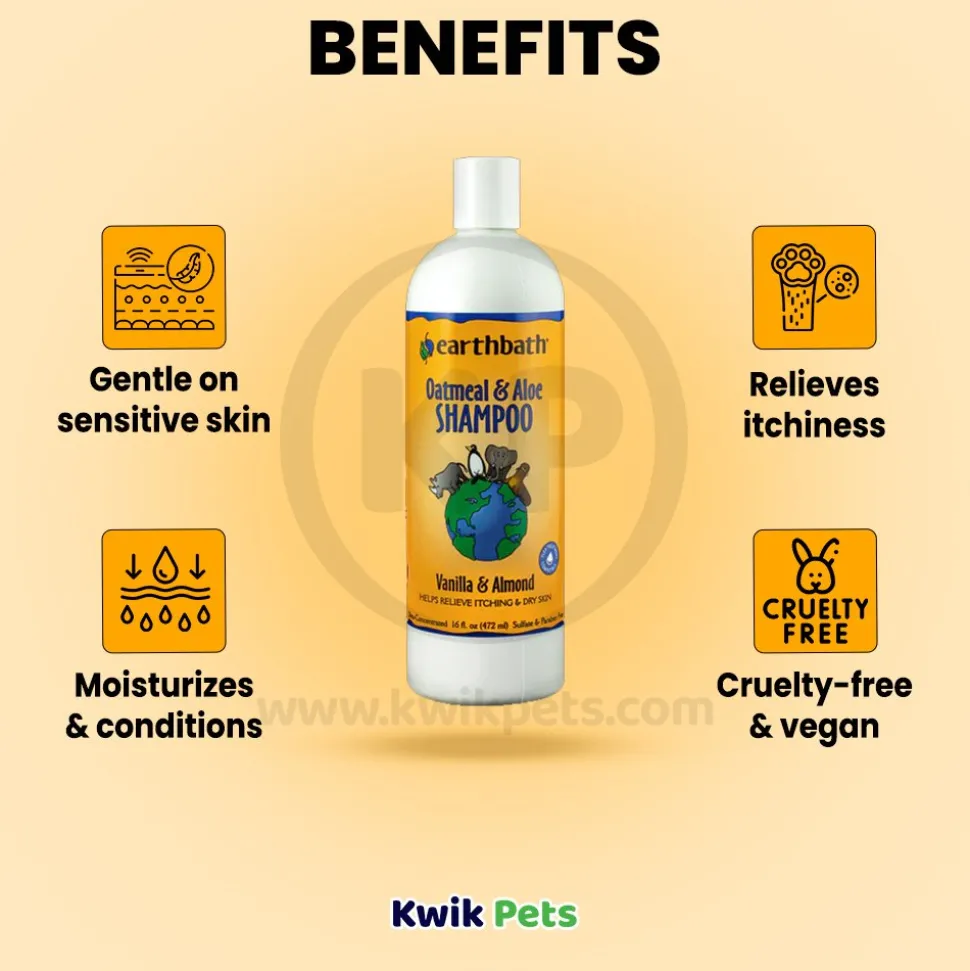 Earthbath Oatmeal & Aloe Pet Shampoo Vanilla & Almond 16-oz