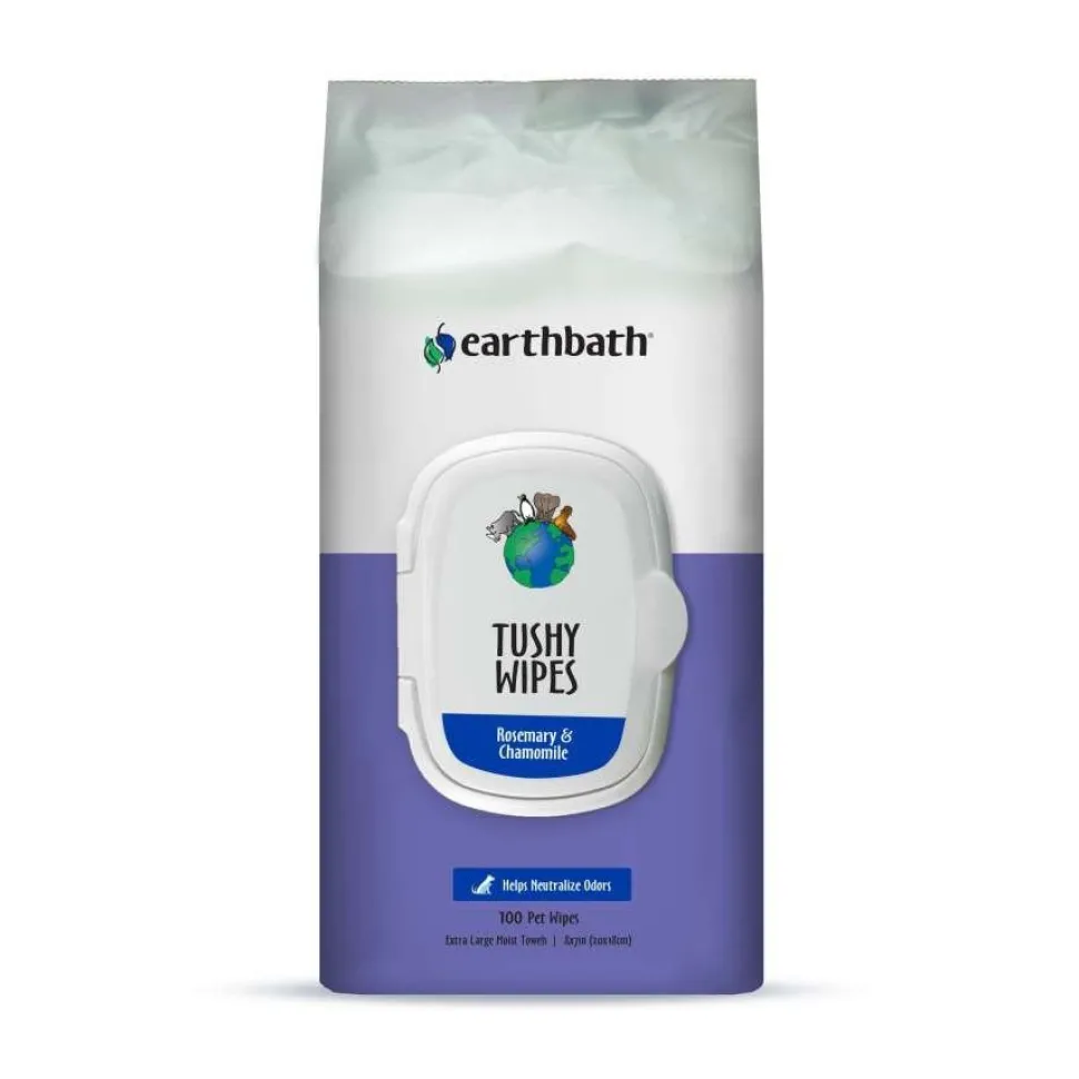 Earthbath Tushy Wipes for Dogs & Cats Rosemary & Chamomile 100 Count