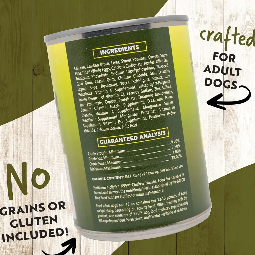 Earthborn Holistic K95 Grain-Free Meat Protein Wet Dog Food Chicken 13-oz