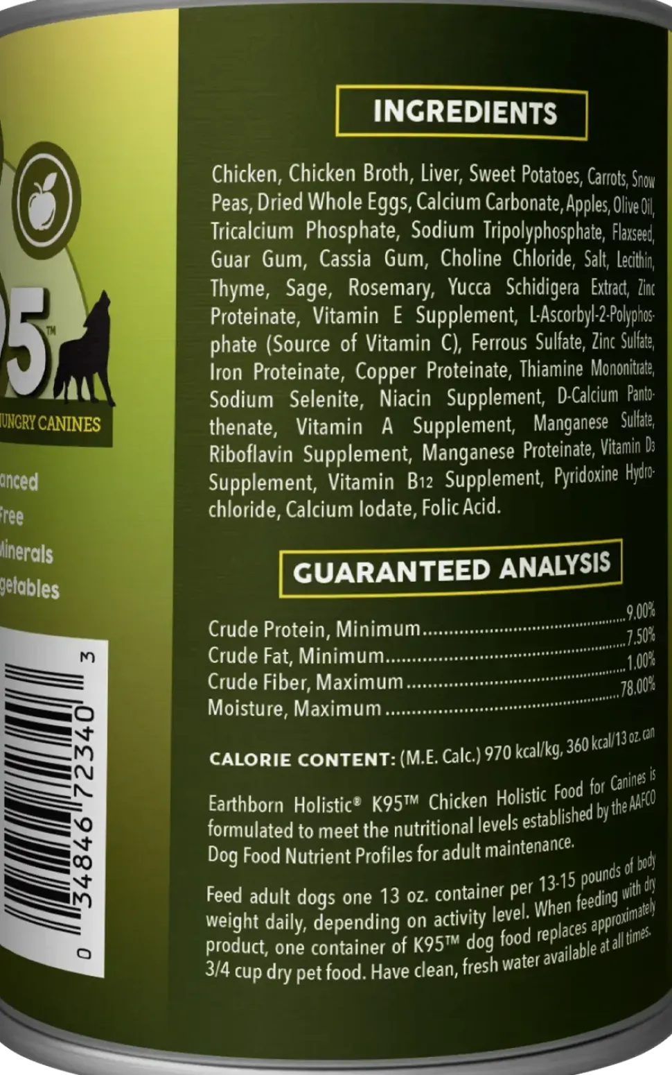 Earthborn Holistic K95 Grain-Free Meat Protein Wet Dog Food Chicken 13-oz