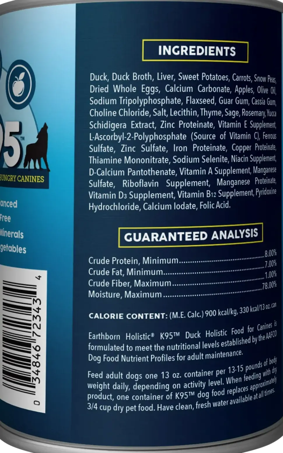 Earthborn Holistic K95 Grain-Free Meat Protein Wet Dog Food Duck 13-oz