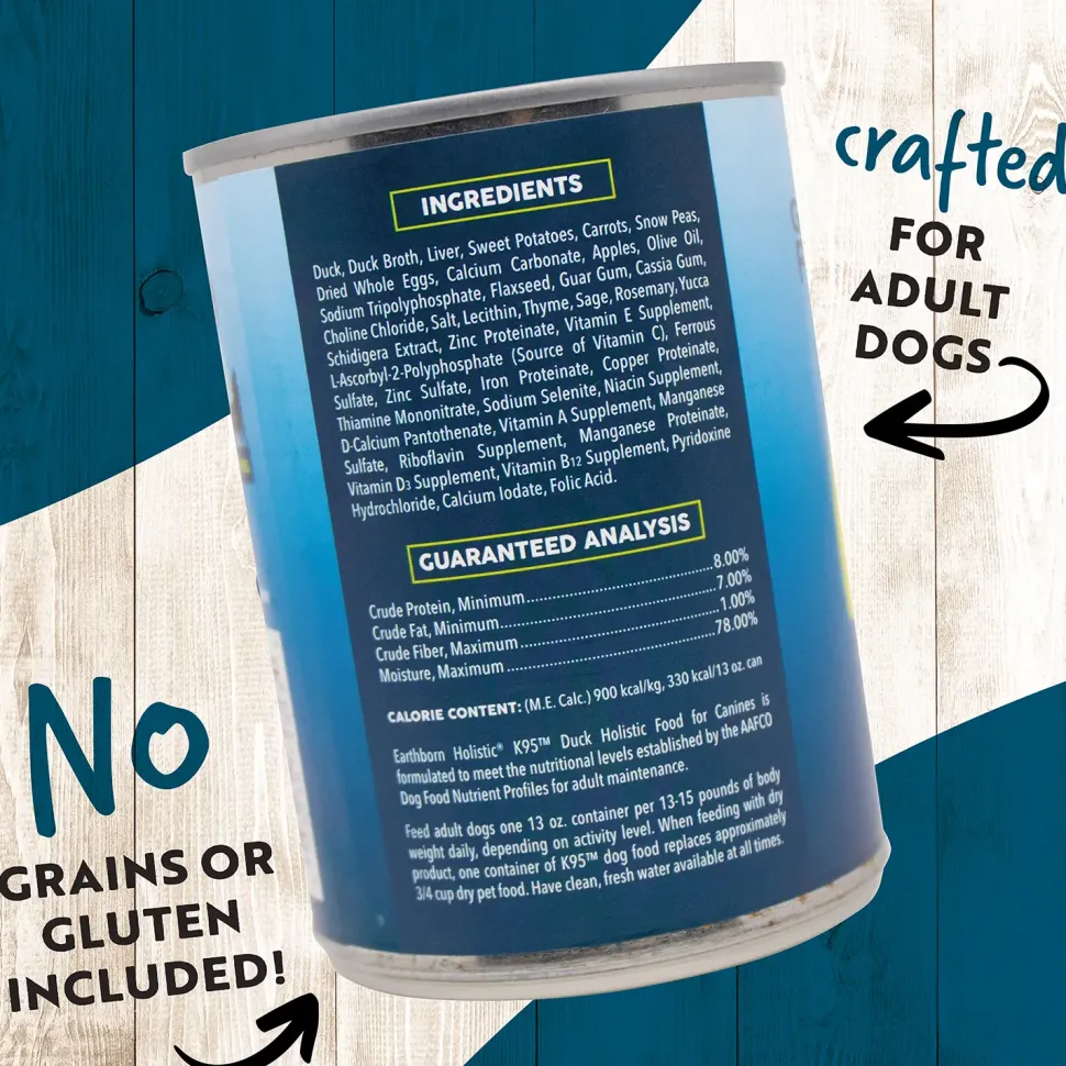 Earthborn Holistic K95 Grain-Free Meat Protein Wet Dog Food Duck 13-oz
