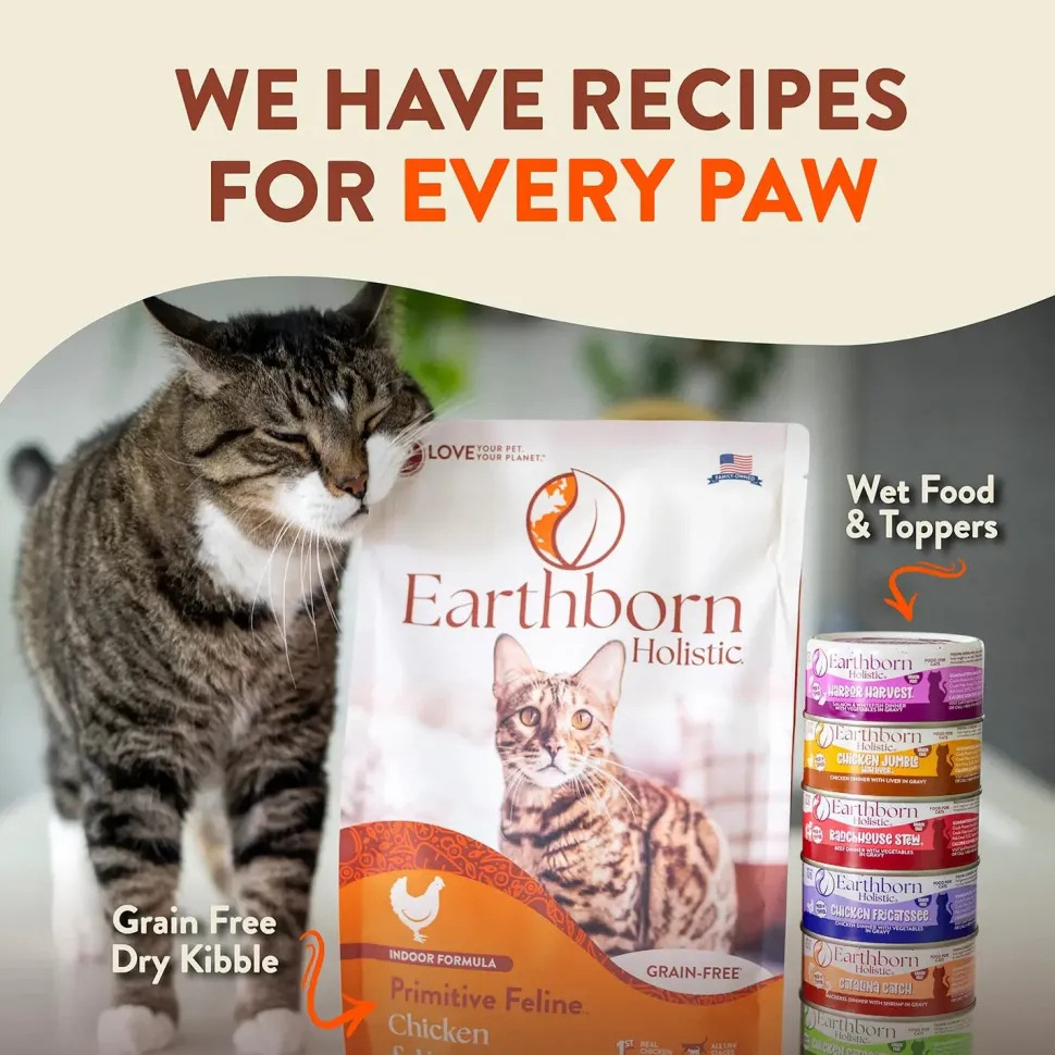 Earthborn Holistic Primitive Feline Grain-Free Indoor Formula Dry Cat Food Chicken & Vegetables 4-lb