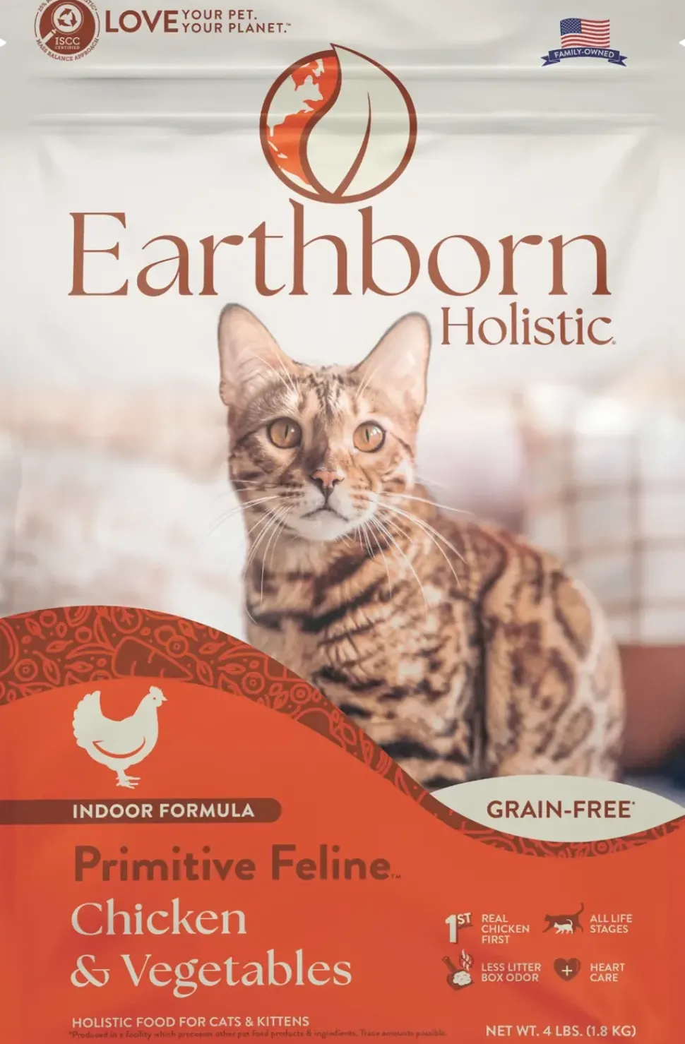 Earthborn Holistic Primitive Feline Grain-Free Indoor Formula Dry Cat Food Chicken & Vegetables 4-lb