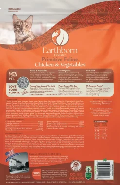 Earthborn Holistic Primitive Feline Grain-Free Indoor Formula Dry Cat Food Chicken & Vegetables 4-lb