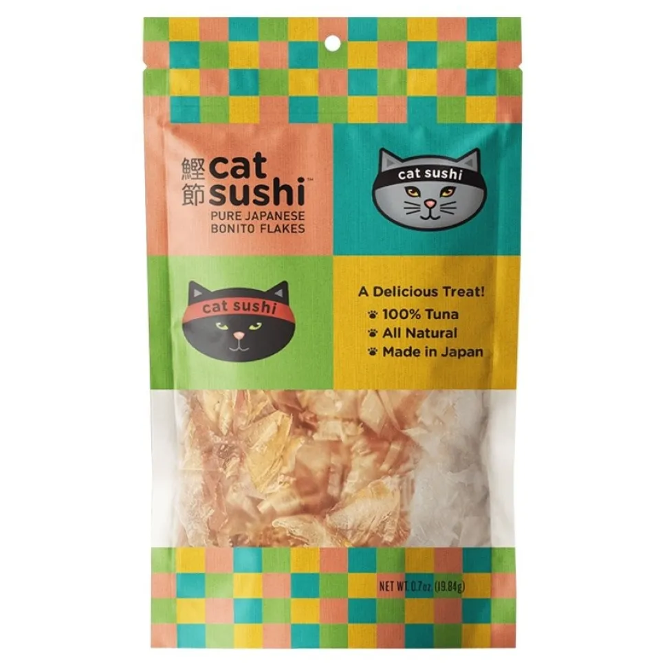 Earthly Cat Sushi Bonito Flakes Classic Cut Cat Treats Tuna 0.7-oz