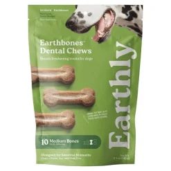 Earthly Earthbones Dental Chew Dog Treats Medium 10 Count 11.3-oz