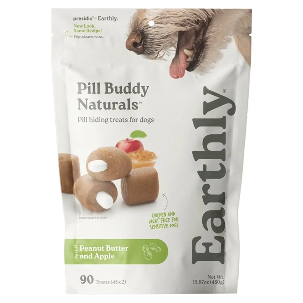 Earthly Pill Buddy Naturals Soft & Chewy Dog Treats Peanut Butter & Apple 90 Count 15.87-oz