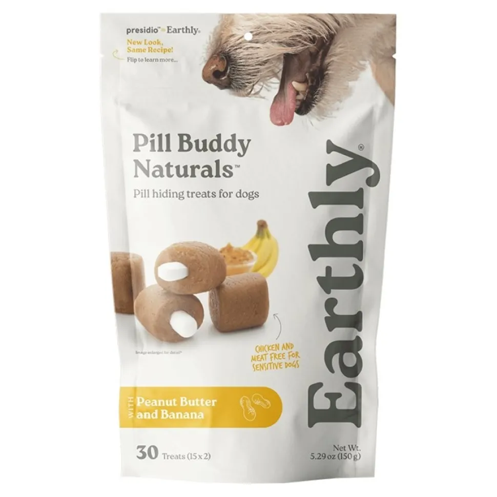 Earthly Pill Buddy Naturals Soft & Chewy Dog Treats Peanut Butter & Banana 30 Count 5.29-oz