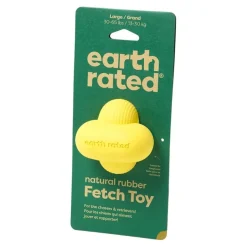 Earth Rated Natural Rubber Dog Fetch Toy Yellow Large