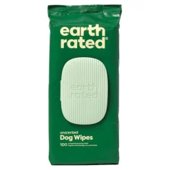 Earth Rated Textured Thick Hypoallergenic Unscented Dog Grooming Wipes 100 Count
