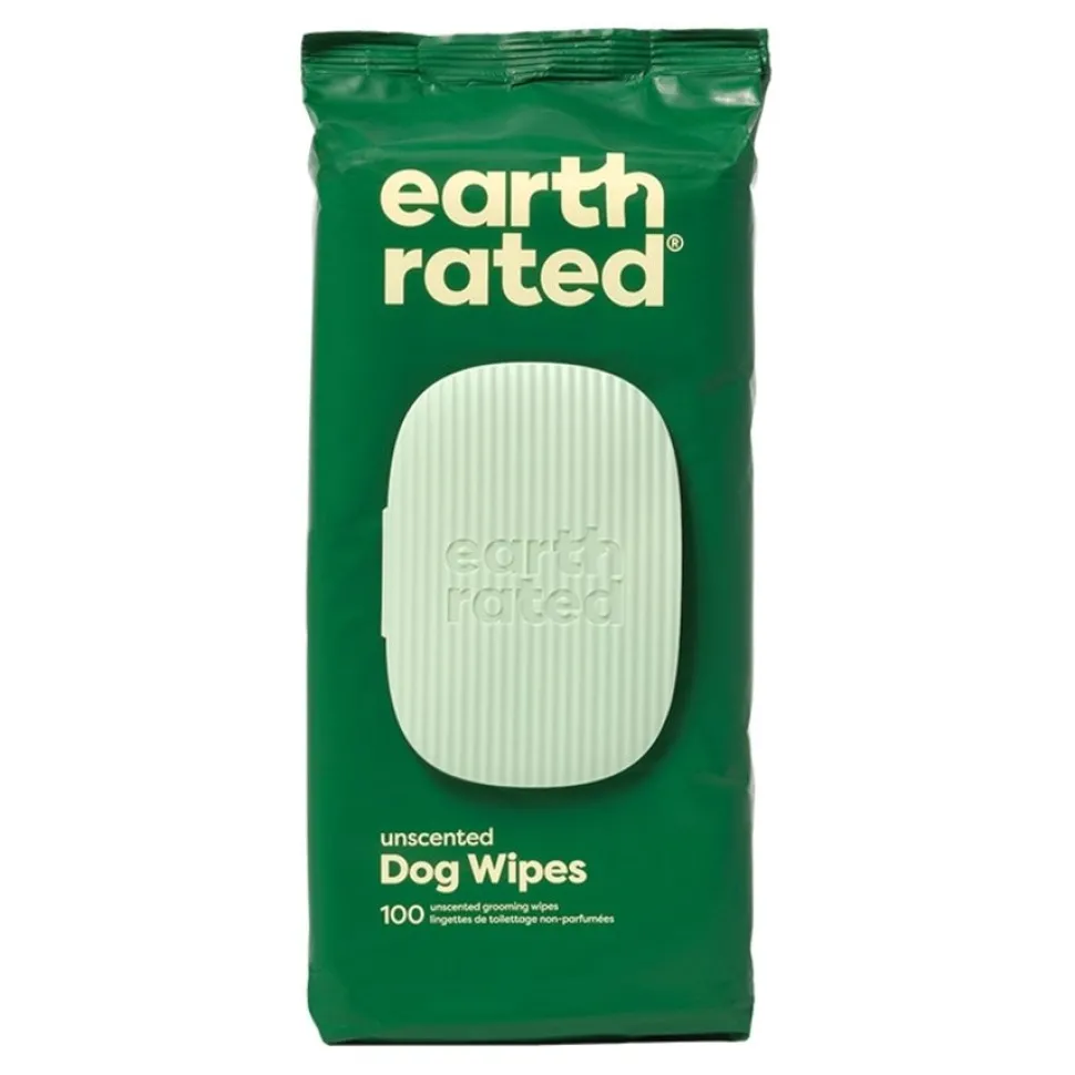 Earth Rated Textured Thick Hypoallergenic Unscented Dog Grooming Wipes 100 Count