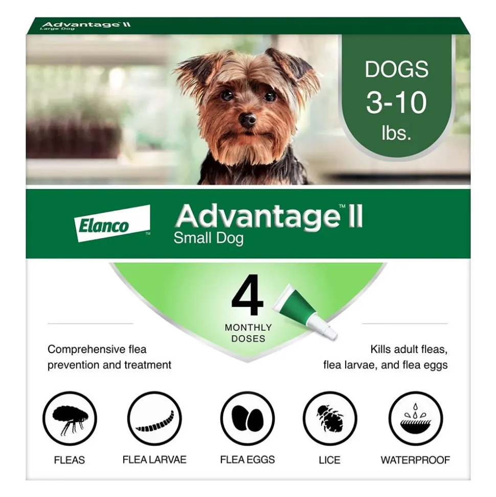 Elanco Advantage II 4-Month Supply Topical Flea Treatment & Prevention for Small Dogs 3-10 lbs