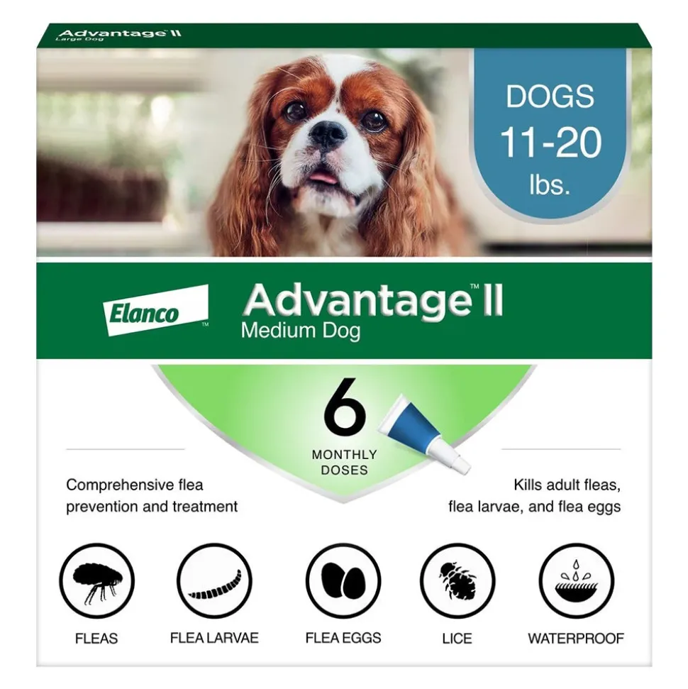 Elanco Advantage II 6-Month Supply Topical Flea Treatment & Prevention for Medium Dogs 11-20 lbs