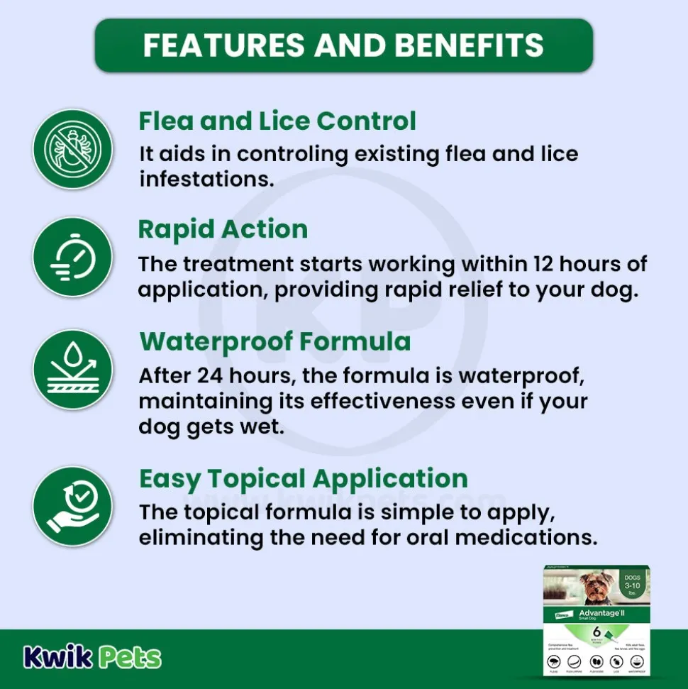 Elanco Advantage II 6-Month Supply Topical Flea Treatment & Prevention for Small Dogs 3-10 lbs