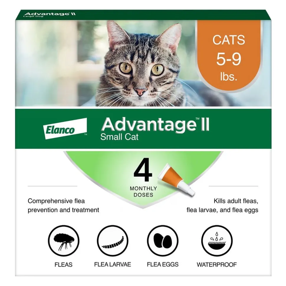 Elanco Advantage II 4-Month Supply Topical Flea Treatment & Prevention for Small Cats 5-9 lbs
